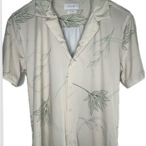 Men Porter and Ash Short-Sleeve Camp Collar Shirt Green Leaf Print Sz S